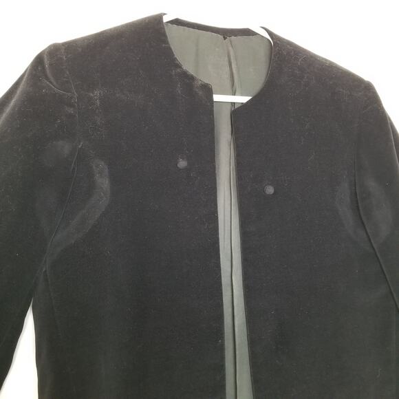 VTG-Unbranded Womens Black Velvet Open Front Blazer Jacket Size See Measurements - Picture 2 of 6